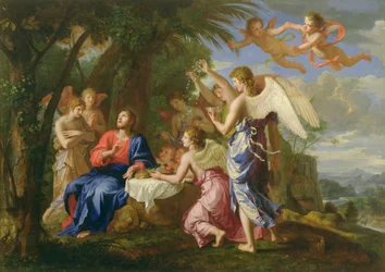 Christus wird von Engeln bedient, um 1650